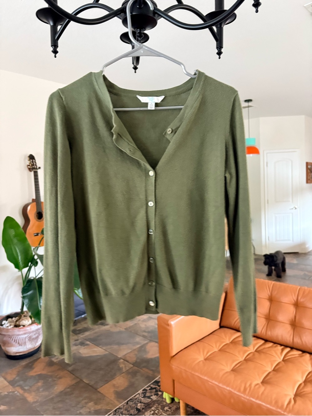 Olive Green Women's Button-Front Sweater Cardigan